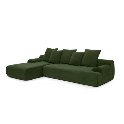 110.25'' Modern Upholstered L-Shape Sectional Sofa Couch, Modular Compressed Sofa with Free Combination for Living Room Bedroom, Melange Velvet