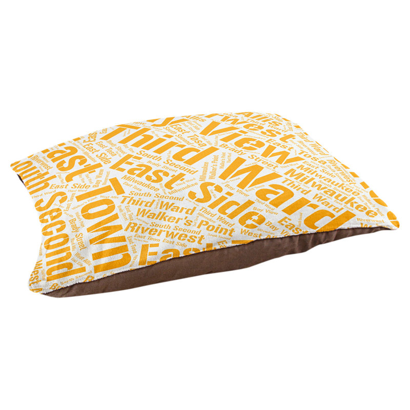 Coussin de chien « districts », Grand (l 40 po x P 30 po x H 14 po), Orange, Milwaukee