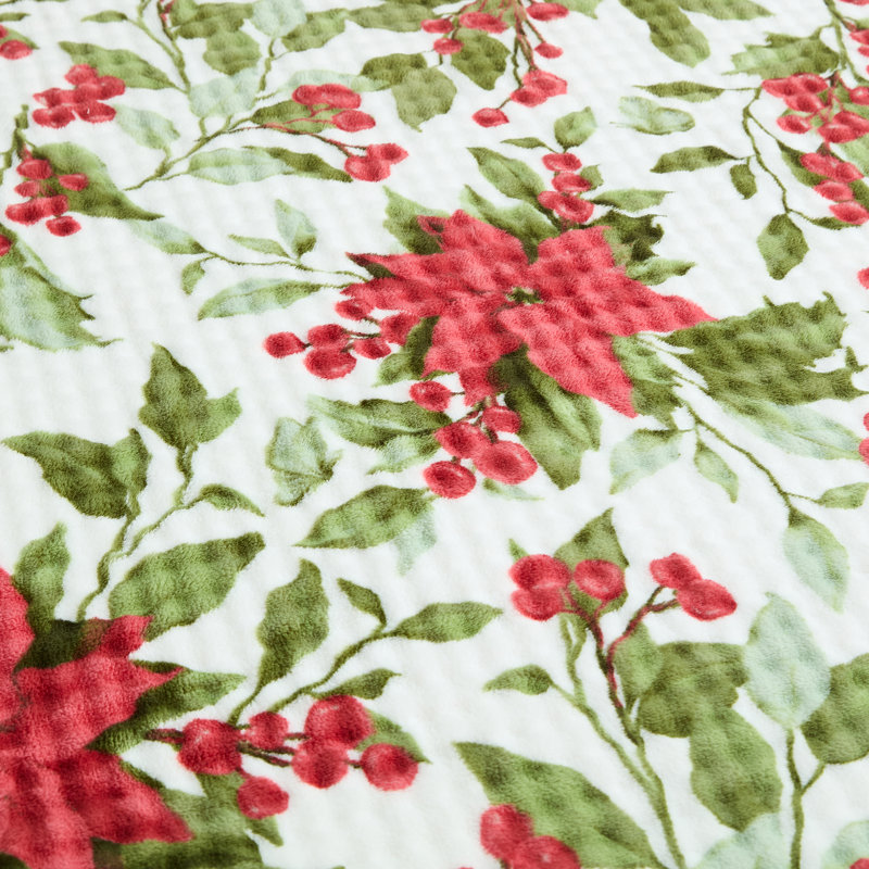Plaid Lenox Bubble Plush 50x70, motif Poinsettia Greenery, Poinsettia Greenery