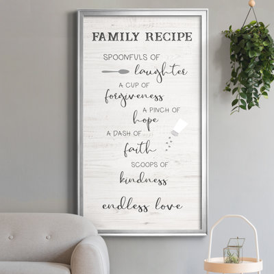 Family Kitchen Recipe - Art textuel sur toile encadré