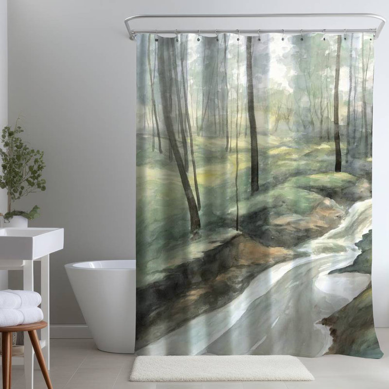 Shower Curtain LA168 – Polyester Shower Curtain, Dye Sublimation Print, 71" W × 74" L