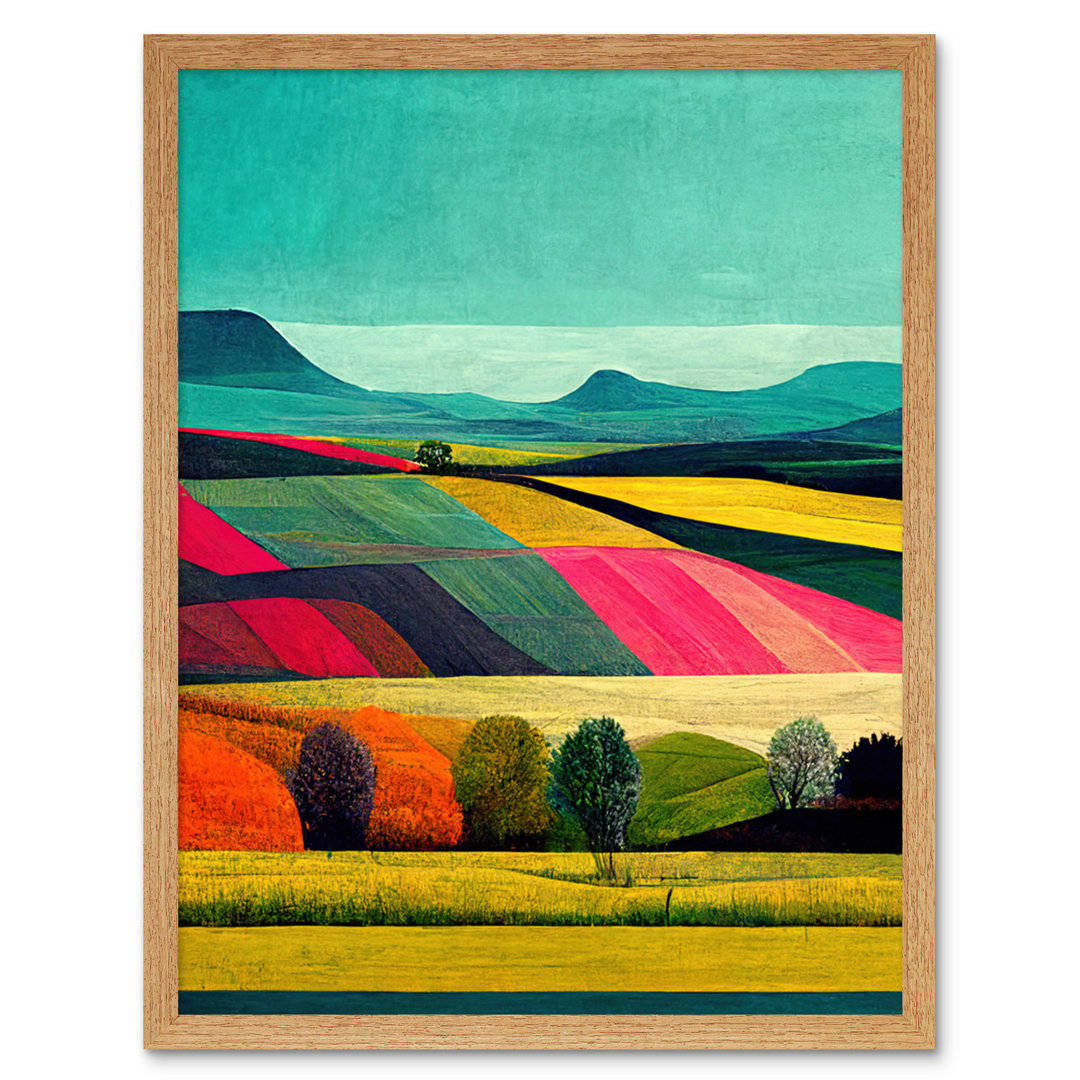 Colourful Bright Countryside Fields Landscape - Print
