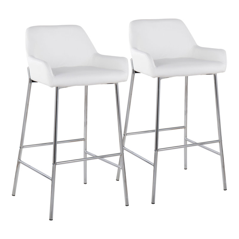 Tabouret de bar et de comptoir Cassiopeia, Noir, Similicuir blanc, Tabouret de bar (siège d'une hauteur de 30 po)
