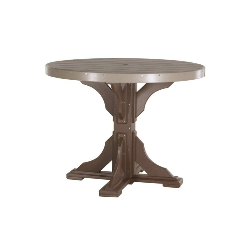 Table ronde 42 po Tillo, Bois vieilli, Brun châtaigne, l 48,25 po x L 48,25 po x H 30,25 po