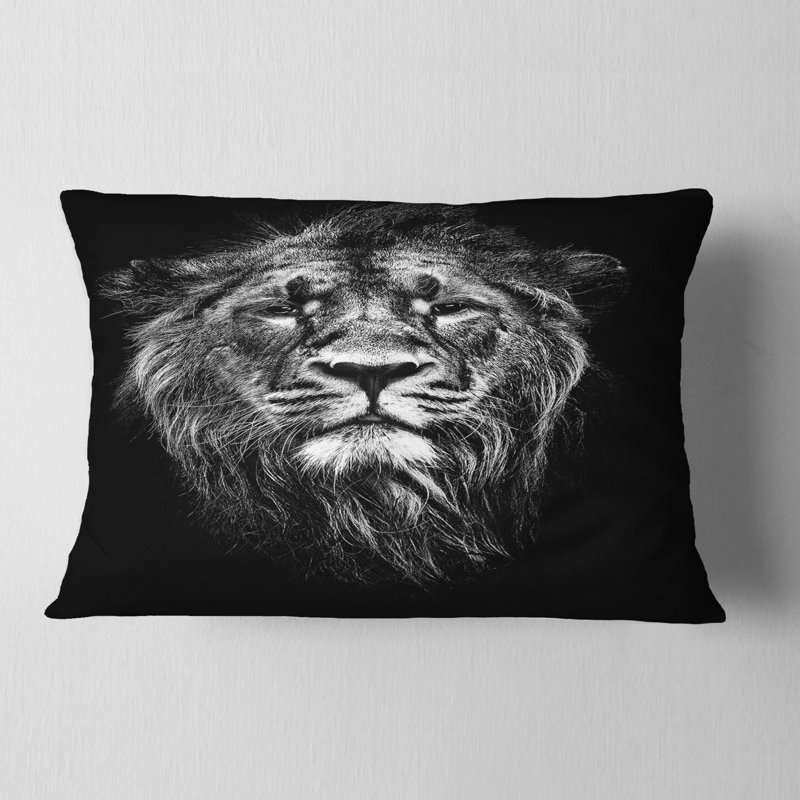 Coussin décoratif à imprimé lion mâle mâle