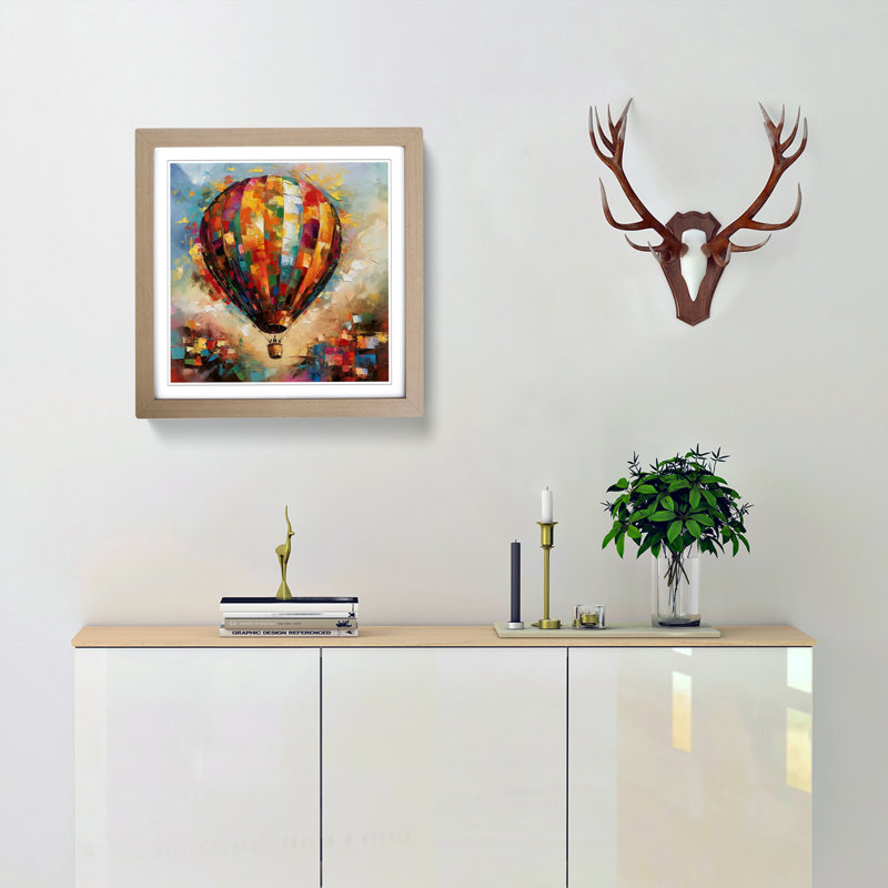 Hot Air Balloon Abstract - Framed Print, Oak
