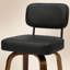 Tabouret de bar pivotant rembourré avec structure en bois courbé au fini noyer-1856883307-1856883306