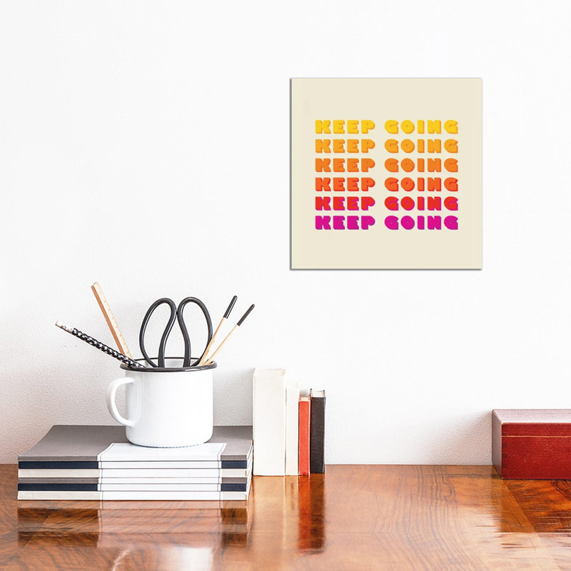 Keep Going Typography by Show Me Mars - No Frame Gallery-Wrapped Canvas Giclée on Canvas, 30.48cm H x 30.48cm W
