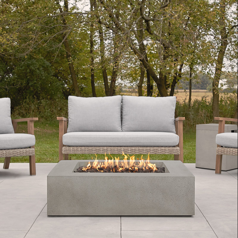 Ashling 42" Square Concrete Propane Fire Pit Table by Jensen Co., Flint