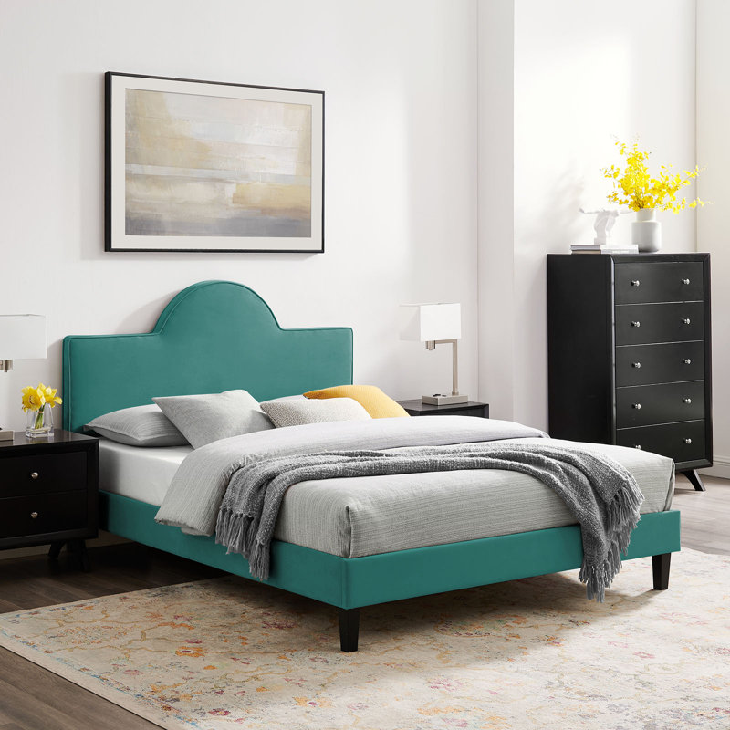 Soleil Performance Velvet Bed, Queen, Dusty Rose