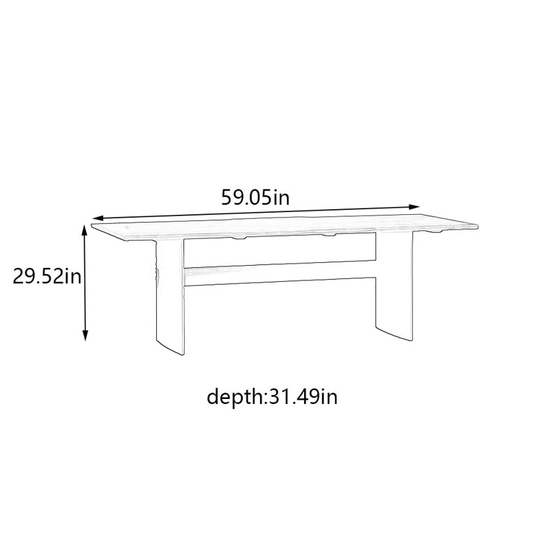 Ancient style rectangular solid wood dining table, 29.52"H x 59.05"L x 31.49W
