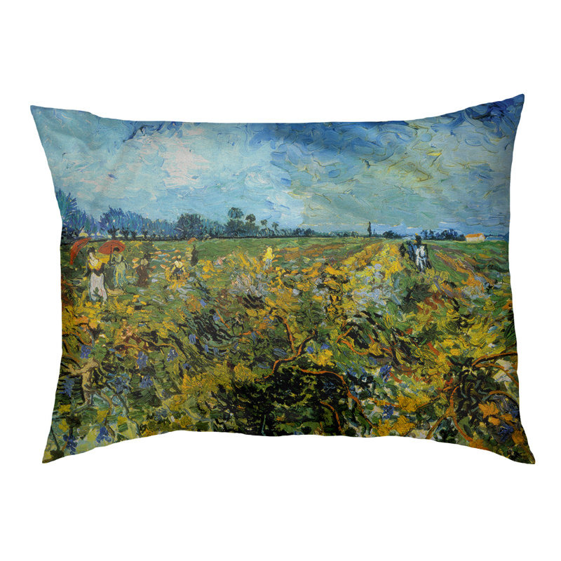 Coussin de création de vignoble Burk, Grand (L 52 po x l 42 po), Vert / bleu