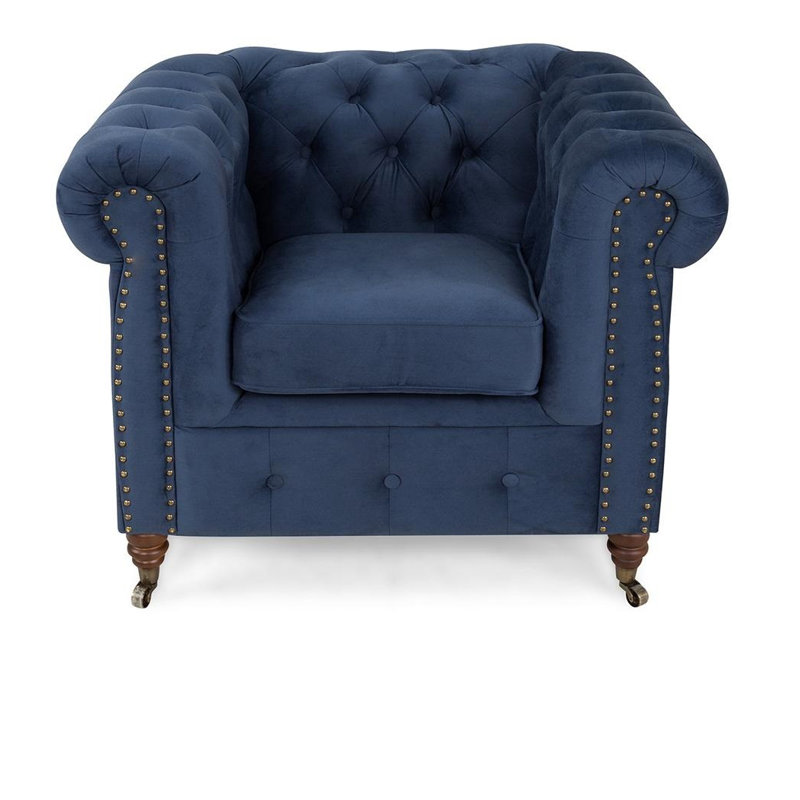 Lakefront Velvet Armchair, Cobalt