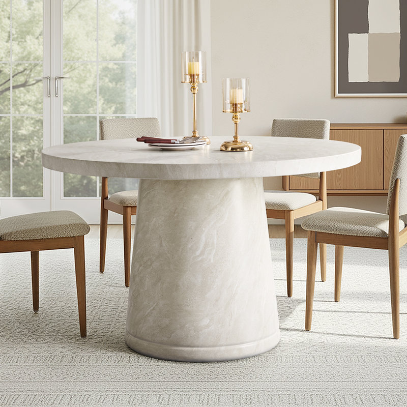 Watterson Modern 49"W Concrete Top Dining Table, Beige