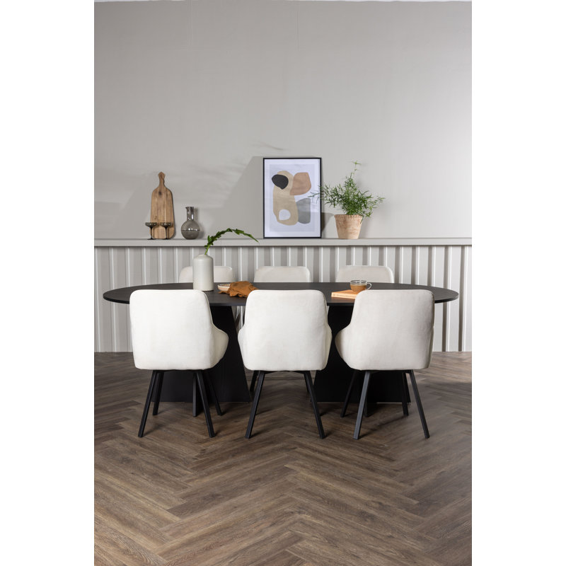 Johnson 6 - Person Dining Set, Beige, Beige