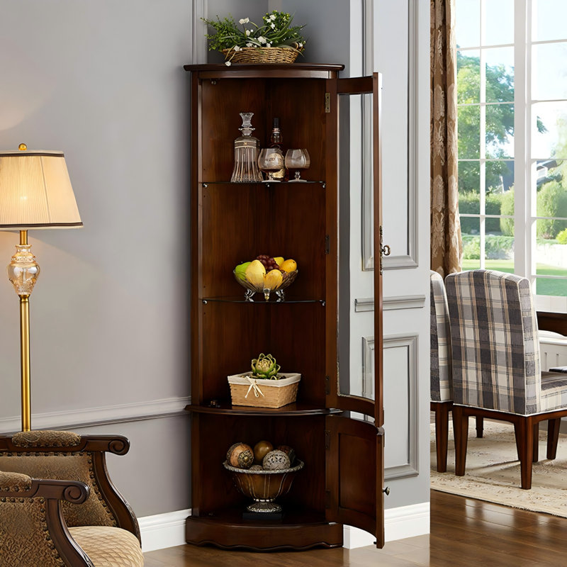 19.69"Retro Solid Wood Rectangular Corner Cabinet