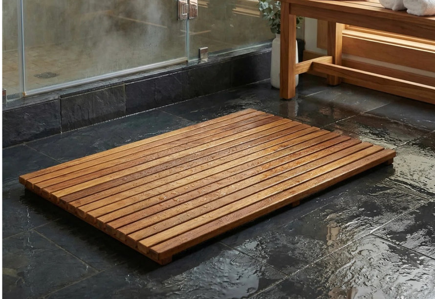 teak bath mats