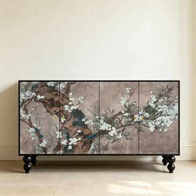 Four doors retro art sideboard cabinet