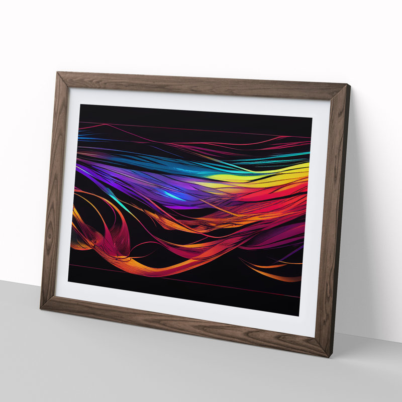 Hopeful Abstract - Single Picture Frame Print, 46cm H x 64cm W x 2cm D, Walnut
