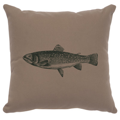 Wooded River Image Pillow - Trout - Cotton Taupe