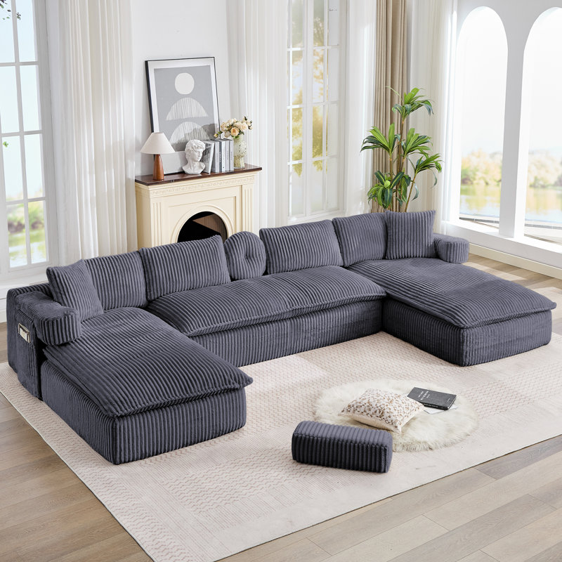 Canapé modulaire surdimensionné de 149 po avec siège profond 149 po, canapé modulaire en U 7 en 1, sans assemblage
