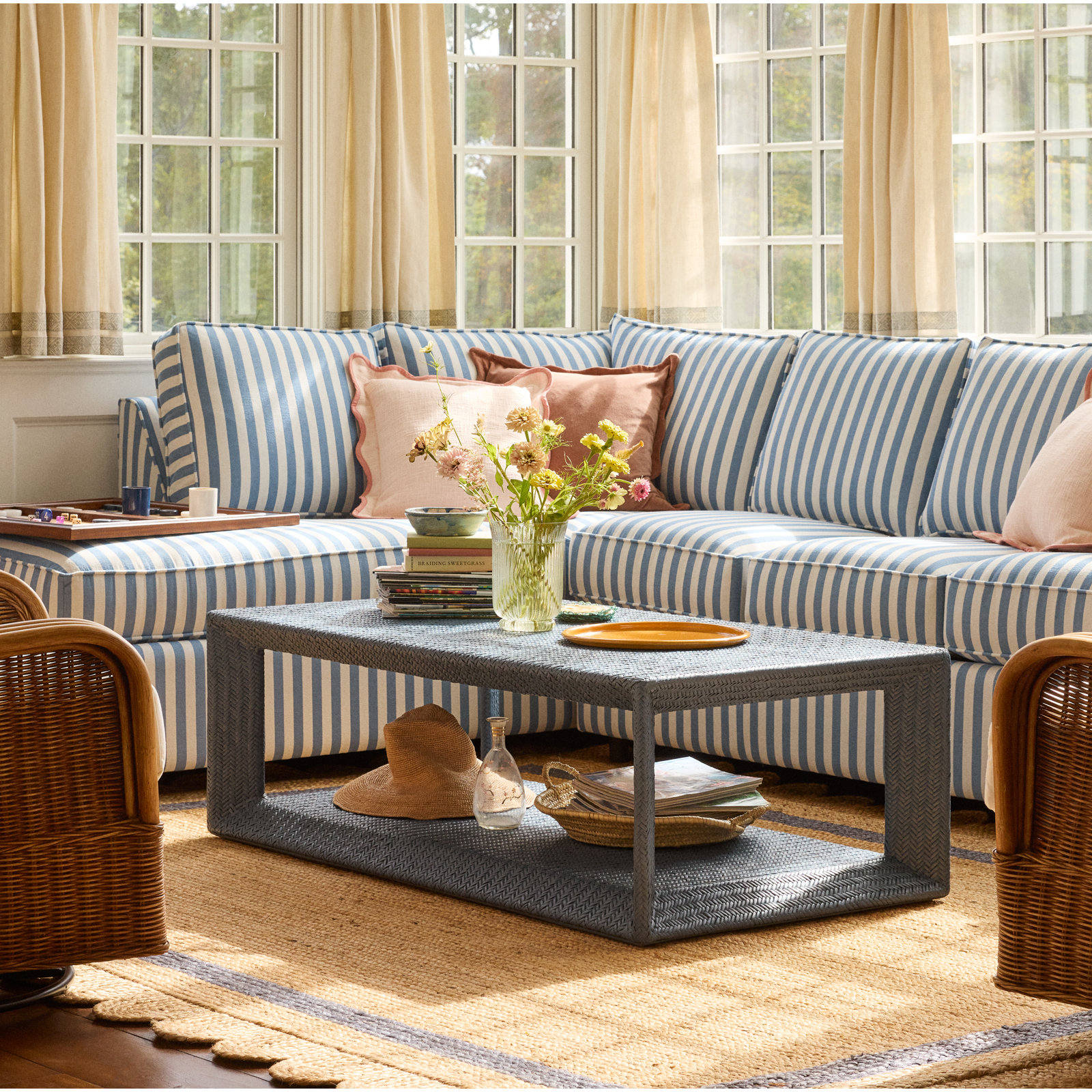 Chloe 54" Coffee Table, Ocean