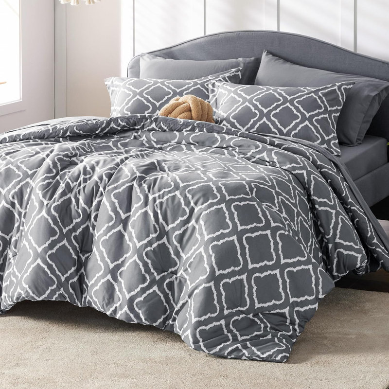 Ensemble d'édredon pour grand lit 7 pièces, Gris foncé