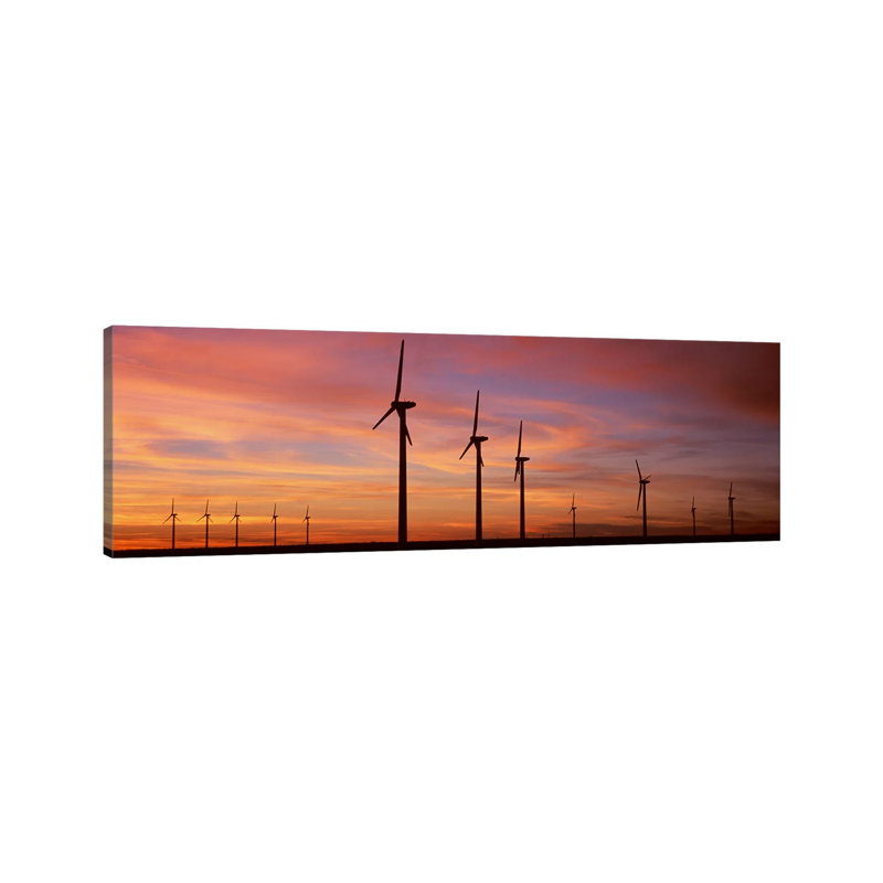 Wind Turbine In The Barren Landscape, Brazos, Texas, USA by Panoramic Images - Wrapped Canvas Panoramic Print