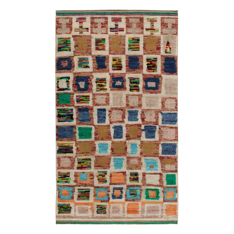 Moroccan Hand Knotted Silk Geometric Area Rug, Rectangle 10' x 14'