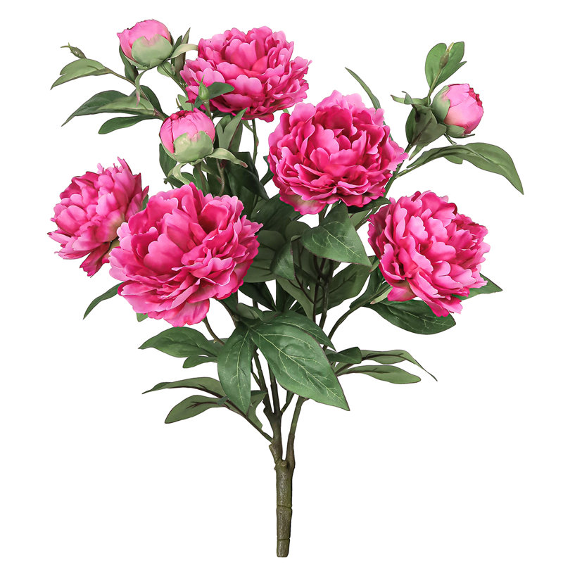 Bouquet de tiges de pivoines artificielles, Fuchsia