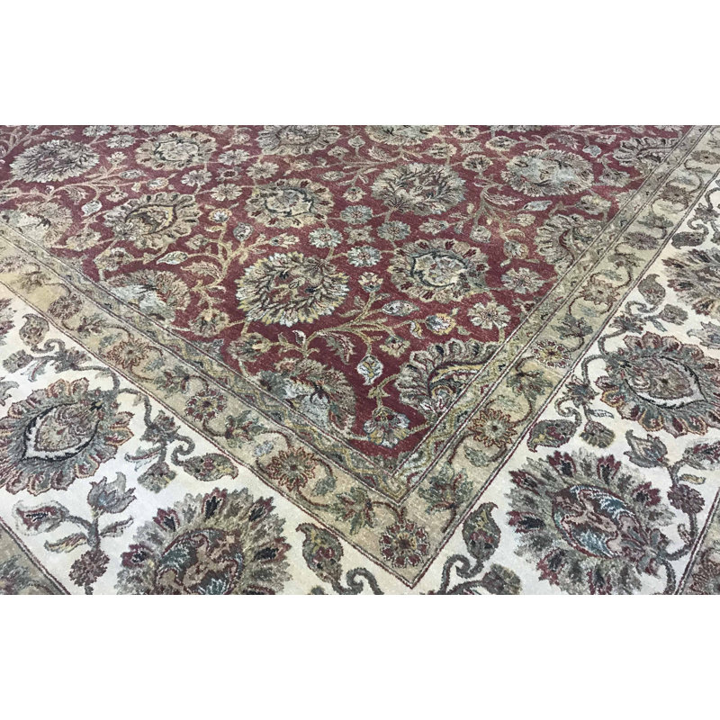 Tapis rouille et ivoire de haute qualité noué à la main