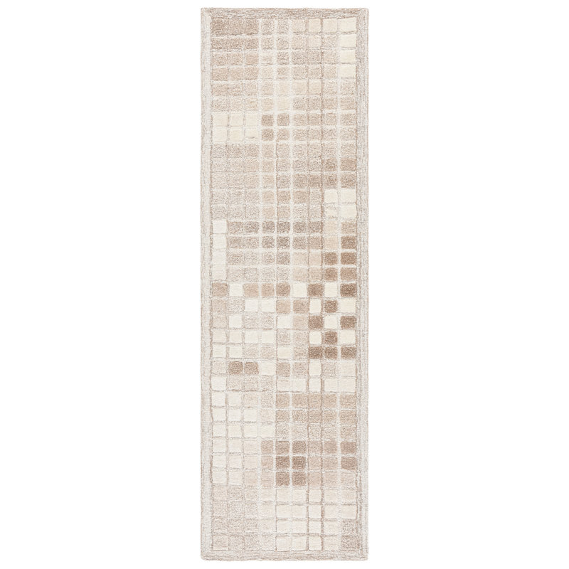 Tapis ivoire / brun Aryaman 375, Tapis de couloir 2 pi 3 po x 8 pi