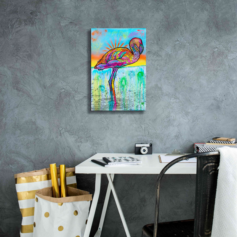 «Pink Flamingo» par Dean Russo, art mural sur toile, H 18 po x l 12 po x P 0,75 po