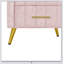 Table de chevet durable en bois rembourré avec 3 tiroirs, pieds en métal et plateau marbré pour une décoration élégante et polyvalente-1521553848