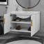 Meuble-lavabo de 30 po avec lavabo, armoire de rangement murale cannelée avec 2 portes et tablette réglable-141710582
