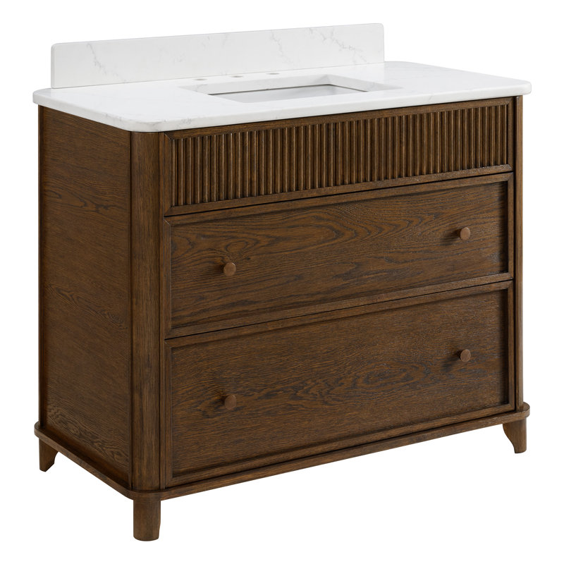 Kathryne 36" Bathroom Vanity In Natural Enhanced Oak, Enhanced Brown Oak, 42"