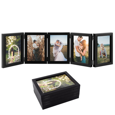4X6in 5 Folding Picture Frame - Christmas Collage Photo Frame For Desk, Foldable Hinged Photo Frame With 5 Opening, Tabletop Multiple Family Picture Frame For Christmas Birthday Gifts