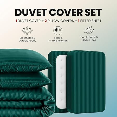 Microfiber Duvet Cover Set with Pillowcases Included, King Duvet Cover Set + 3 Additional Pieces, Jade