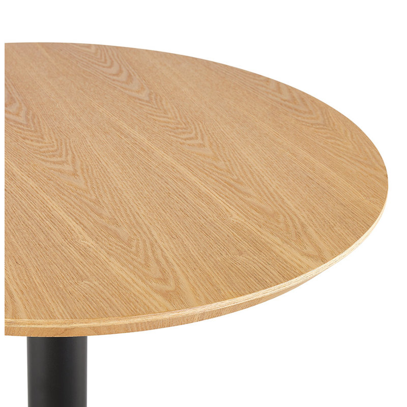 Jeneba Round Metal Base Dining Table, Black, Natural