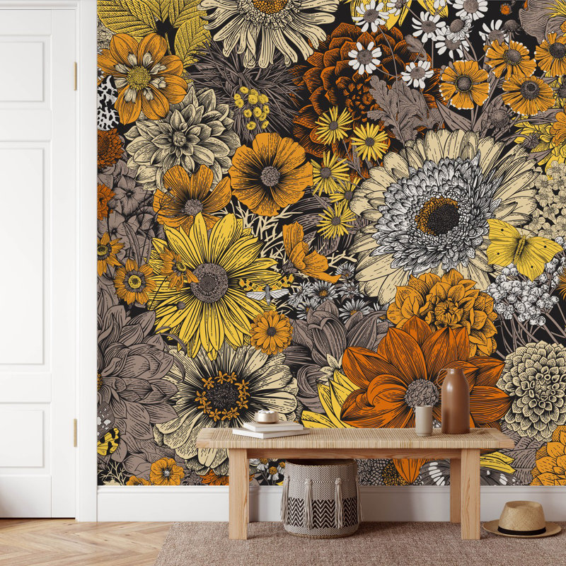 Peel & Stick Floral Wall Mural, 1' W x 10.42' L