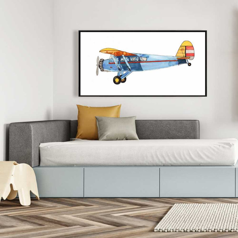 Petit avion bleu - Transport sur toile