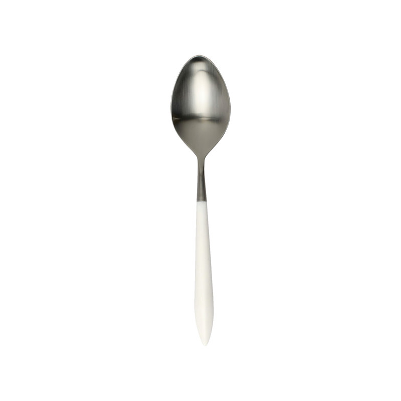 Ares Stainless Steel Serving Spoon, White/Brushed Silver