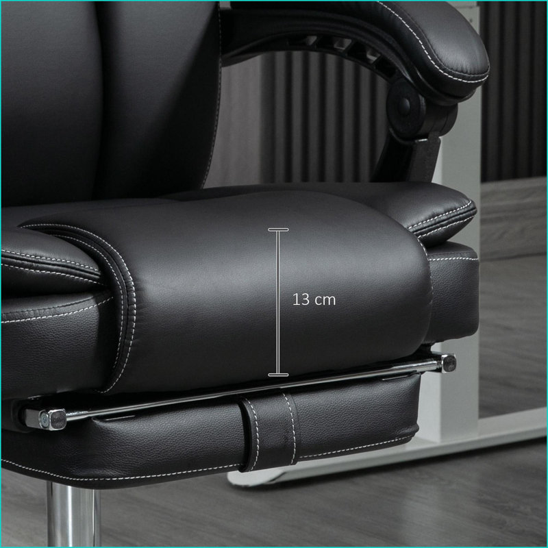 Fauteuil de massage à 6 points de vibration, inclinable chauffant, réglable en hauteur Repose-pieds | Noir | Cuir PU, Noir
