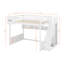 Structure de lit mezzanine en bois pour grand lit avec escalier, tablettes de rangement et garde-robe-359193997