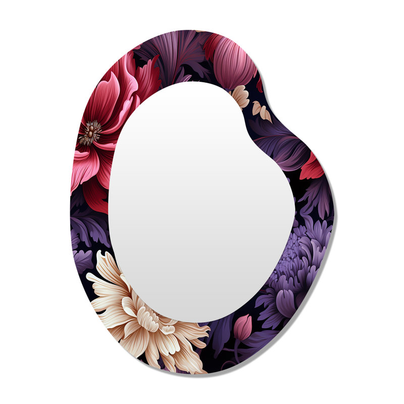 Pink And Purple Bohemian Damask Harmony - Irregular Damask Assymetrical Bohemian Unique Wall Mirror