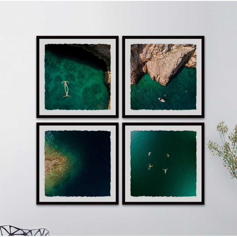 Quiet Coves II Quadritych - ensemble de 4 reproductions de photos encadrées, H 12 po x l 12 po x P 1,5 po