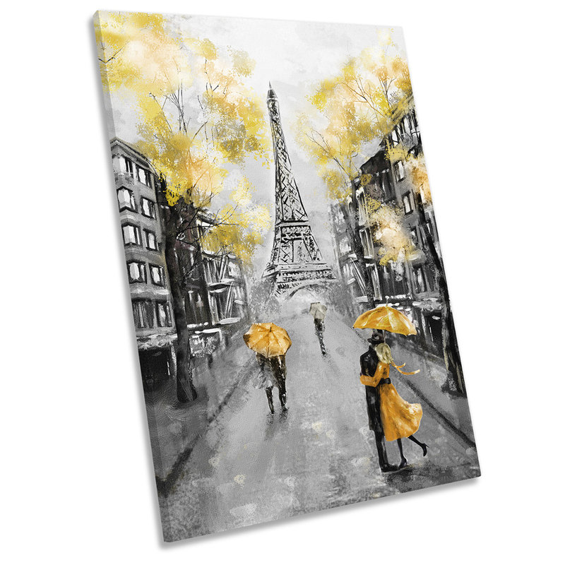 Yellow Paris Eiffel Tower - Wrapped Canvas Art Prints, 91.4cm H x 61cm W x 4cm D
