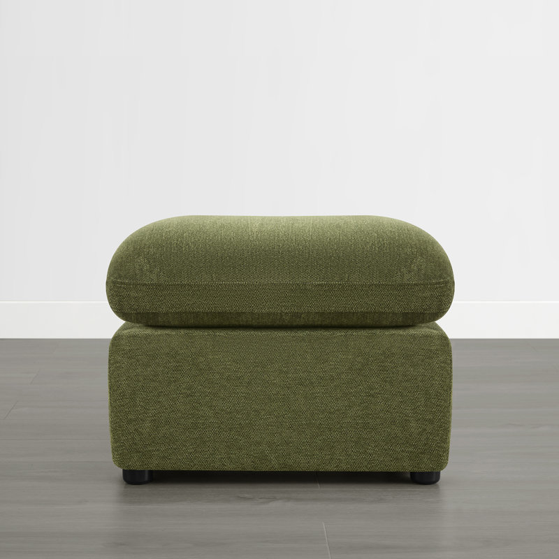 Upholstered Ottoman With Sturdy Wooden Frame, Green