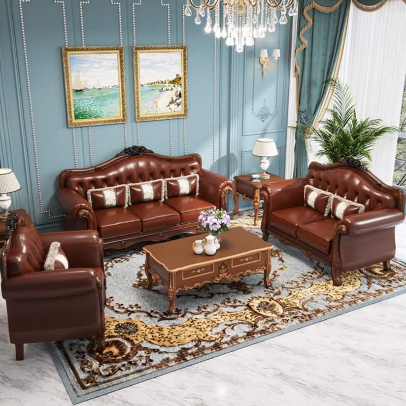 American-style light luxury leather sofa