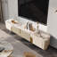 Console multimédia 78,7 po avec 3 armoires, couleur blanche, plateau de table en pierre frittée, non assemblé